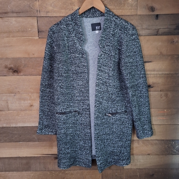 Kut From The Kloth Marled Knit Zip Pocket Open Cardigan Blaser Sz Small - Picture 1 of 7